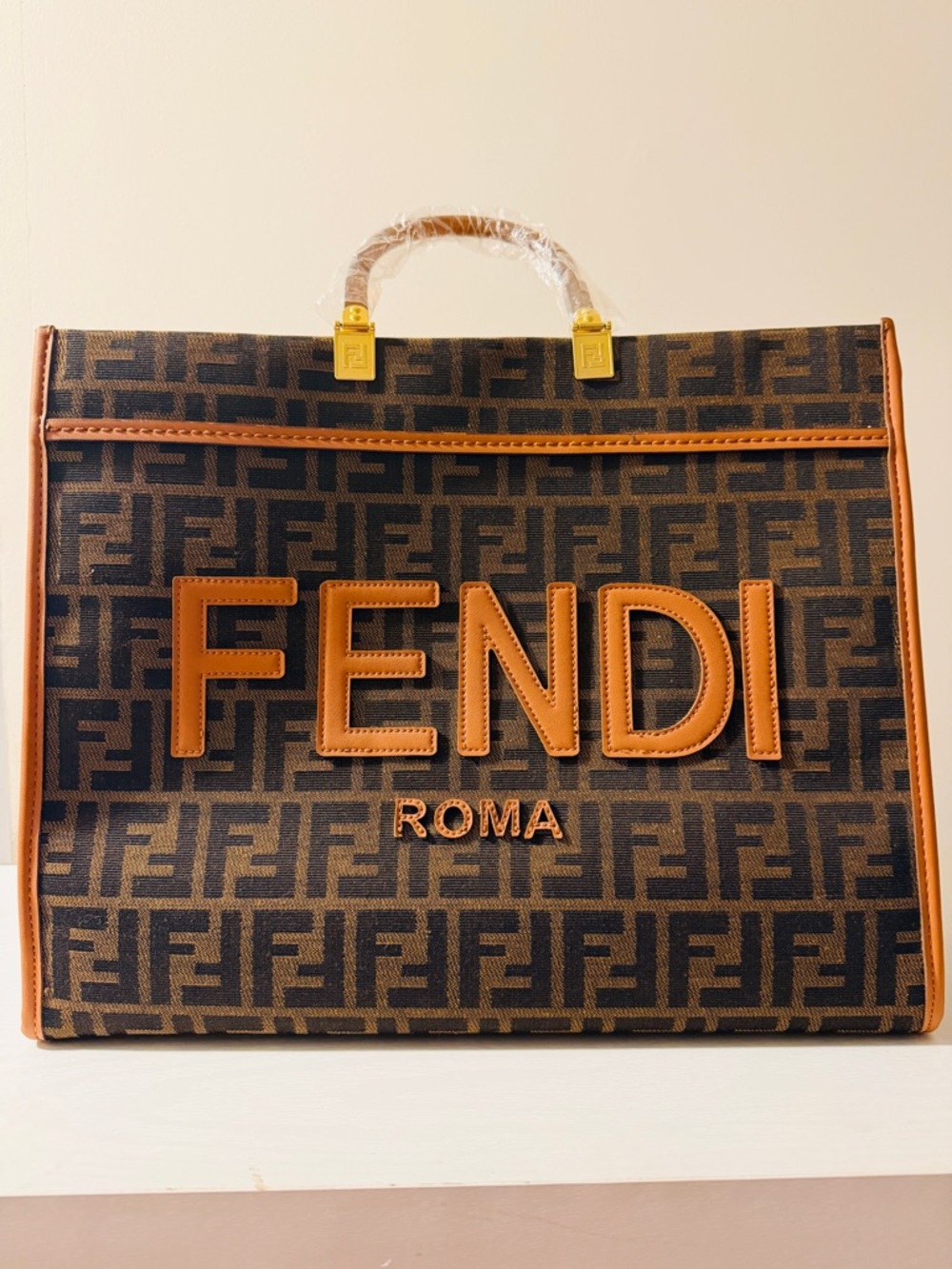 FF Brown and Tan Logo Tote
